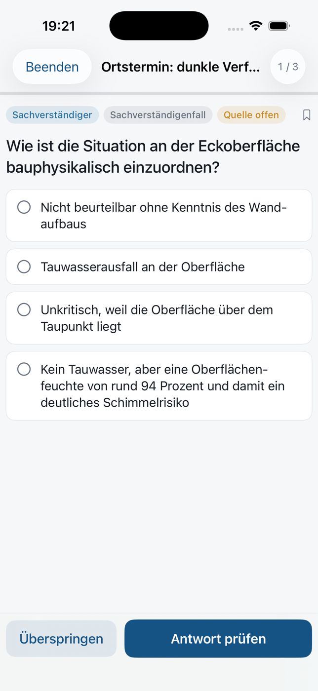 Praxisfall mit Situation und Messwerten