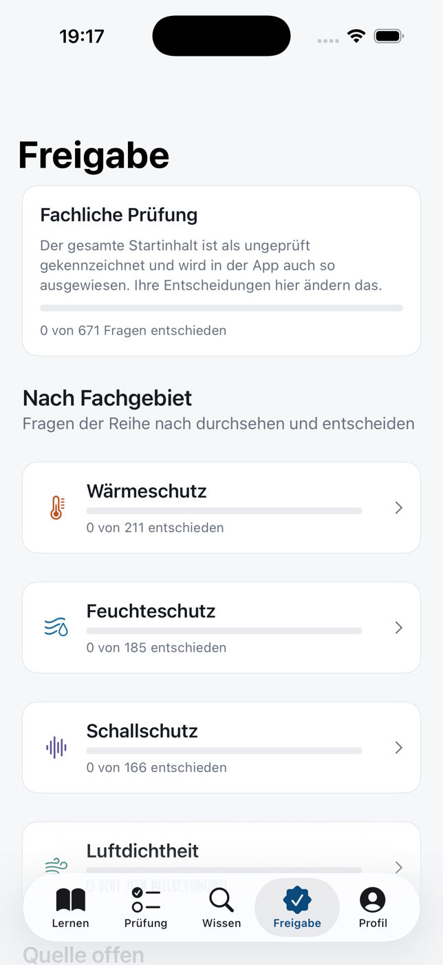 Freigabe-Bereich für den fachlichen Prüfer